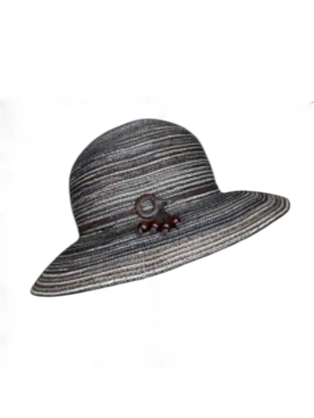 Kooringal Sophia Short Brimmed Bell Hat Sun Hat UPG Striped Adjustable Beaded